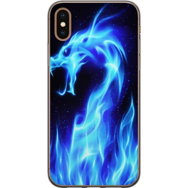 Kompatibelt Mobildeksel til Apple iPhone XS Ildløve i blå energi og mørke