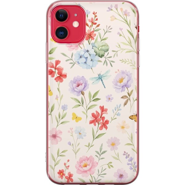Apple iPhone 11 Genomskinligt Skal Blommor
