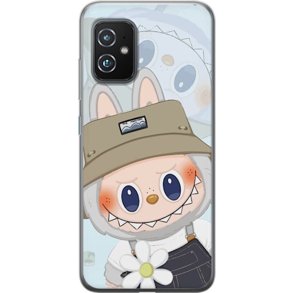Asus Zenfone 8 Läpinäkyvä kuori Labubu hattuineen - Pop Mart -hahmo Mr. Butcher retrotyylillä ja luonteella