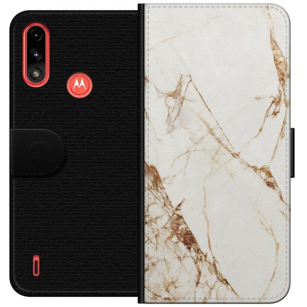 Motorola Moto E7 Power Tegnebogsetui Hvid marmor