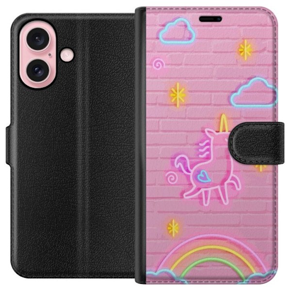 Apple iPhone 16 Tegnebogsetui Unicorn Neon