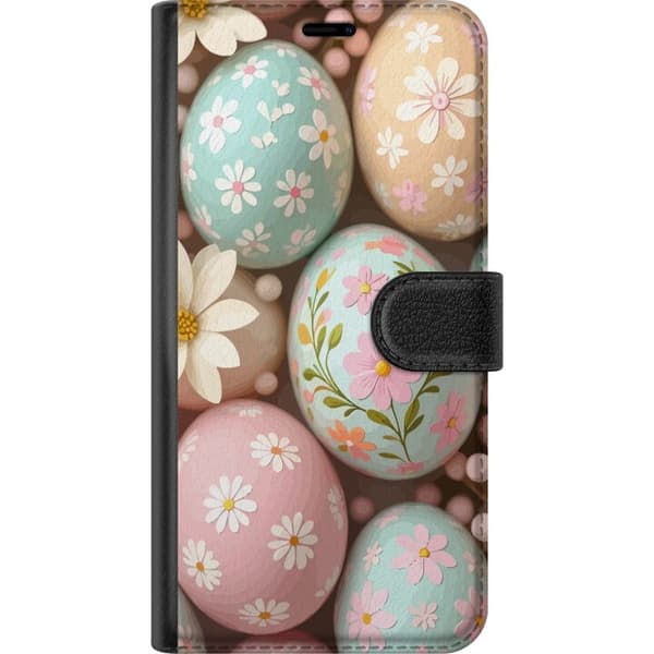 Kompatibel Tegnebogsetui til Google Pixel 9 Pro Pastelfarvede æg med blomstermønstre og forårstemning i bløde lyserøde og turkis nuancer pink