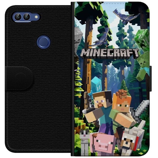 Huawei P smart Lompakkokotelo Minecraft-matkapuhelinkotelo metsällä ja pikselityylisillä hahmoilla