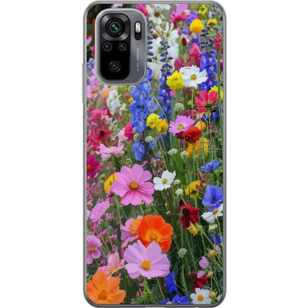 Xiaomi Redmi Note 10 Läpinäkyvä kuori Kukkakuvioinen mobiilikuori kesäisellä niityllä ja luontomaisemalla