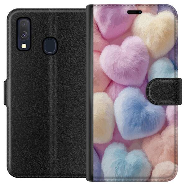 Samsung Galaxy A40 Tegnebogsetui Hjerter Kærlighed Grafisk Design Romantisk Motiv Populær Symbol Grafisk Mønster Dekoration