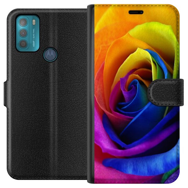Motorola Moto G50 Tegnebogsetui Regnbue Rose