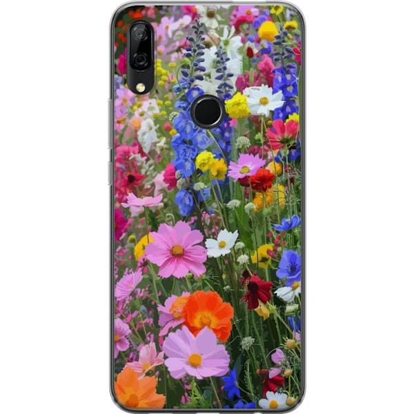 Huawei P Smart Z Läpinäkyvä kuori Kukkakuvioinen mobiilikuori kesäisellä niityllä ja luontomaisemalla