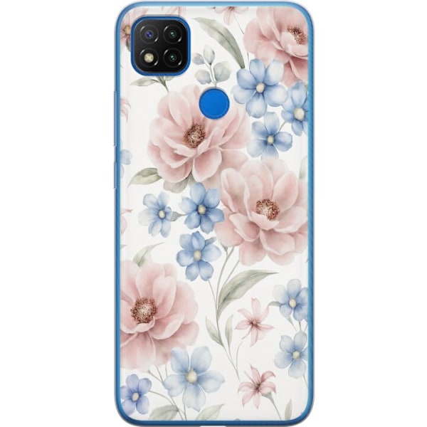 Xiaomi Redmi 9C Genomskinligt Skal Romantiska blommor