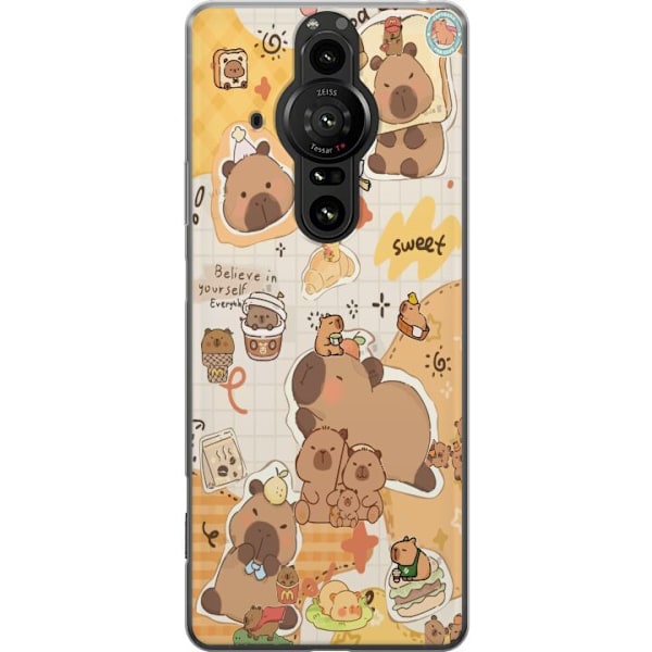 Sony Xperia Pro-I Läpinäkyvä kuori Kawaii capybara mobilskal med gulliga djurmotiv
