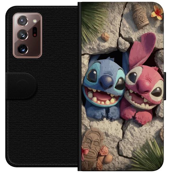 Samsung Galaxy Note20 Ultra Lompakkokotelo Stitch Angel Lilo & Stitch Motiivi Disney Rakkaus Sarjakuvahahmo Suosittu Sininen Avaruusolio Hauska Disney