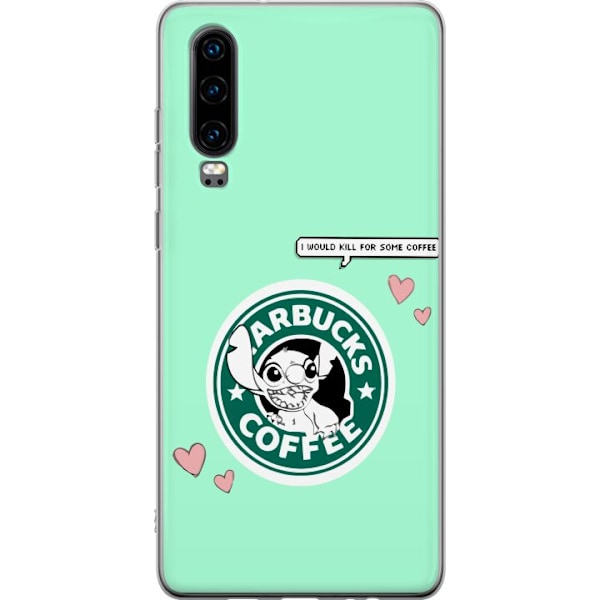 Huawei P30 Genomskinligt Skal Stitch Kaffe