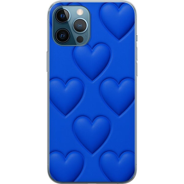 Apple iPhone 12 Pro Max Gennemsigtig cover Blå Hjerter