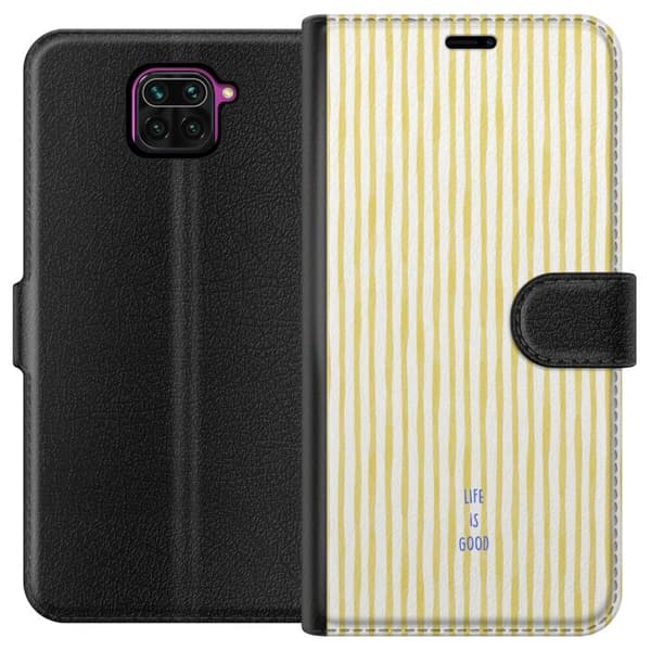 Kompatibel Tegnebogsetui til Xiaomi Redmi Note 9 Life Is Good gul