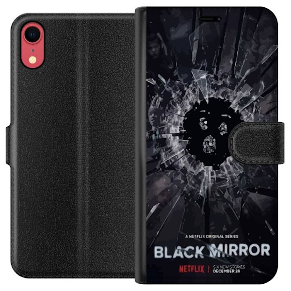 Apple iPhone XR Lompakkokotelo Black Mirror Sci-Fi Netflix -sarja Dystopia Teknologia Cyberpunk Synkkä TV Videopeli Teema