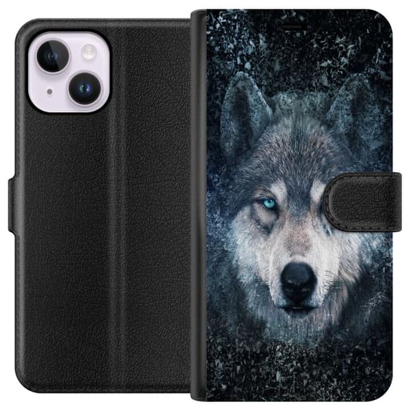 Kompatibel Tegnebogsetui til Apple iPhone 14 Plus Ulv