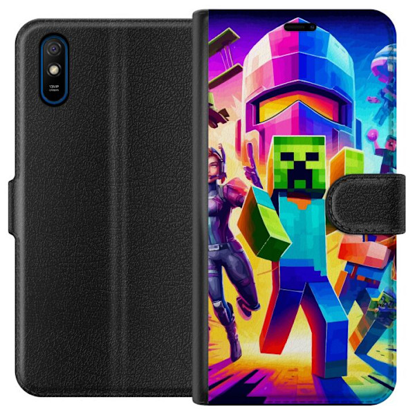 Xiaomi Redmi 9A Plånboksfodral Fortnite vs Minecraft