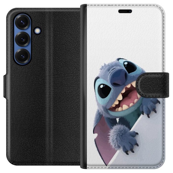 Samsung Galaxy S25+ Plånboksfodral Happy Stitch – glad figur med charmig uttryck