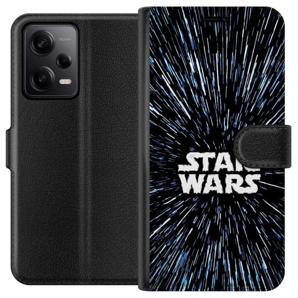 Kompatibel Tegnebogsetui til Xiaomi Redmi Note 12 Pro Star Wars-logo med hyperspace-stjerner i ikonisk sci-fi-design sort