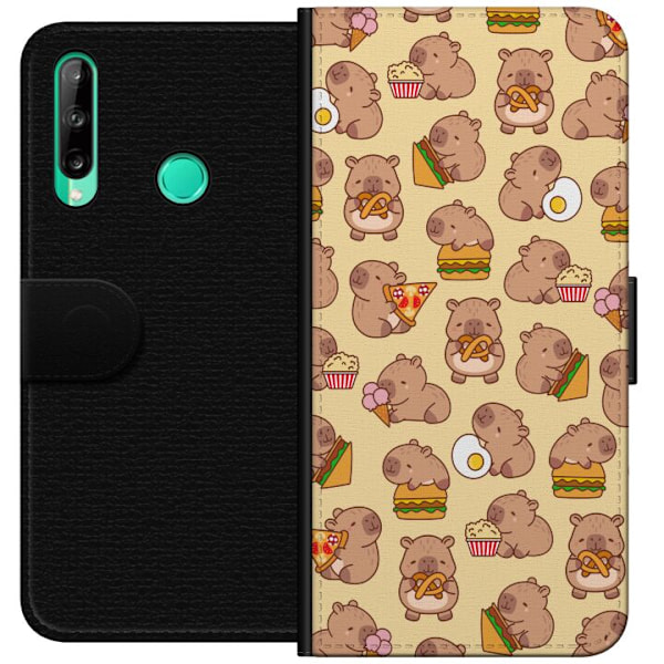 Huawei P40 lite E Tegnebogsetui Kawaii capybara mobilcover med flere søde figurer