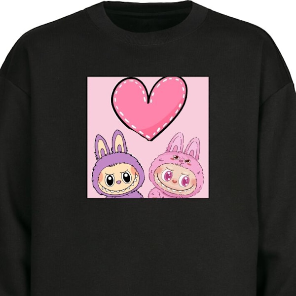 Sweatshirt for Voksen | Klassisk Collegegenser Labubu Rosa Mon svart M