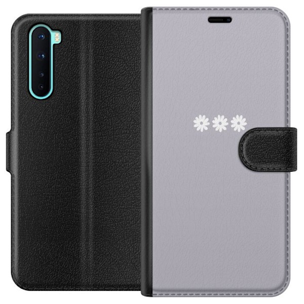 OnePlus Nord Lompakkokotelo Lila Blomminimalismi - tyylikäs kukkakuva lila taustalla