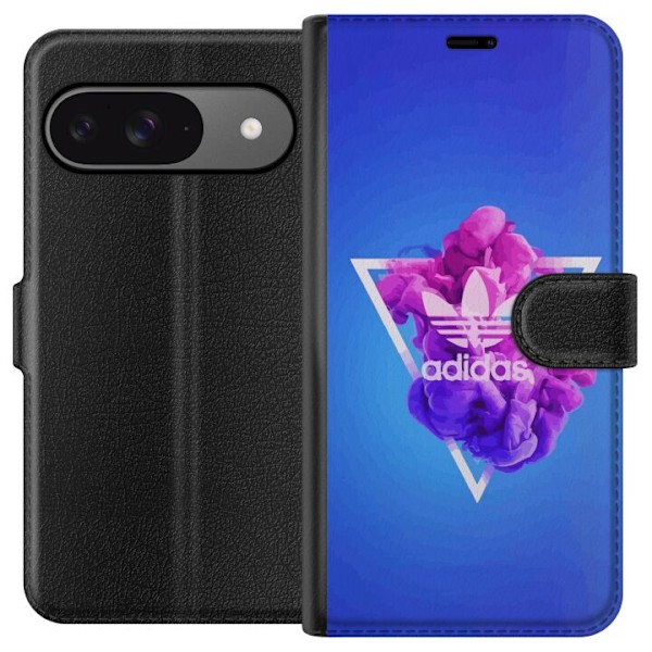Google Pixel 9 Pro Tegnebogsetui Adidas-inspireret blåt desig