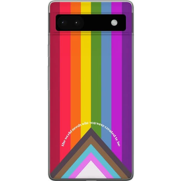 Kompatibelt Mobilskal till Google Pixel 6a Färgstark Pride-regnbåge med inspirerande citat