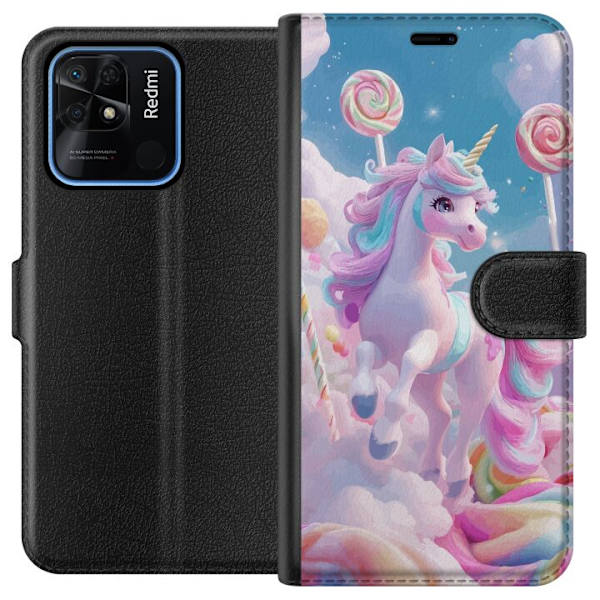 Xiaomi Redmi 10C Plånboksfodral Enhörning Candy Pastell Kawaii Motiv Söt Populär Färg Grafiskt Trend Barn Motiv Fantasy Art