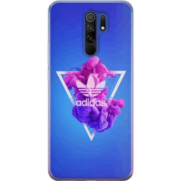 Xiaomi Redmi 9 Läpinäkyvä kuori Adidas-inspiroitunut sininen muotoilu - urheilullinen motiivi retro-vibeillä sinisissä sävyissä