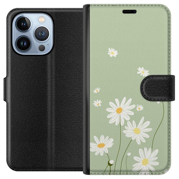 Apple iPhone 13 Pro Plånboksfodral Prästkragar – blommigt mönster i svensk sommarstil
