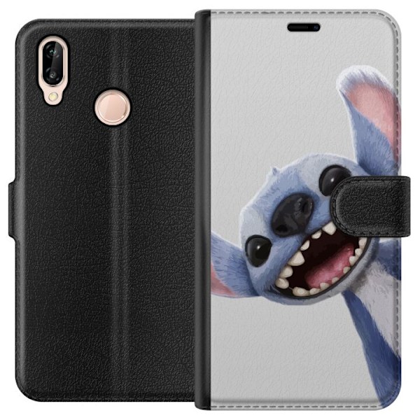 Huawei P20 lite Lompakkokotelo Stitch liikkeessä - Kawaii-suunnittelu faneille ja lapsille