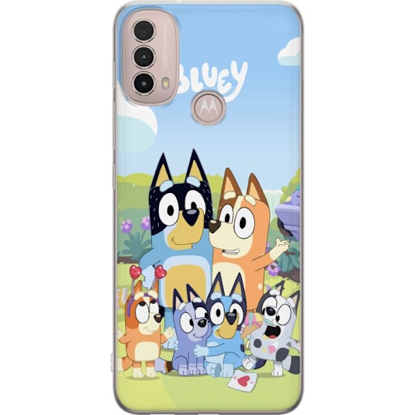 Motorola Moto E40 Genomskinligt Skal Bluey mobilskal med hela familjen i färgglad design