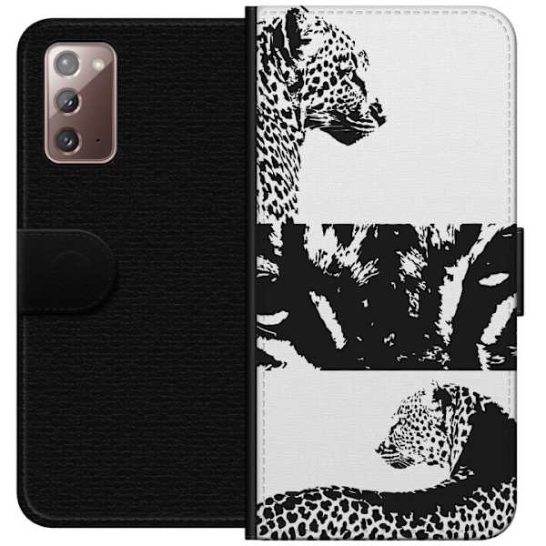 Samsung Galaxy Note20 Plånboksfodral Leopard Faces – trendigt mönster med leopardansikten