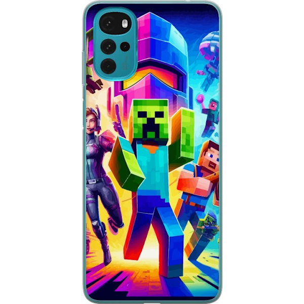 Motorola Moto G22 Läpinäkyvä kuori Fortnite vs Minecraft