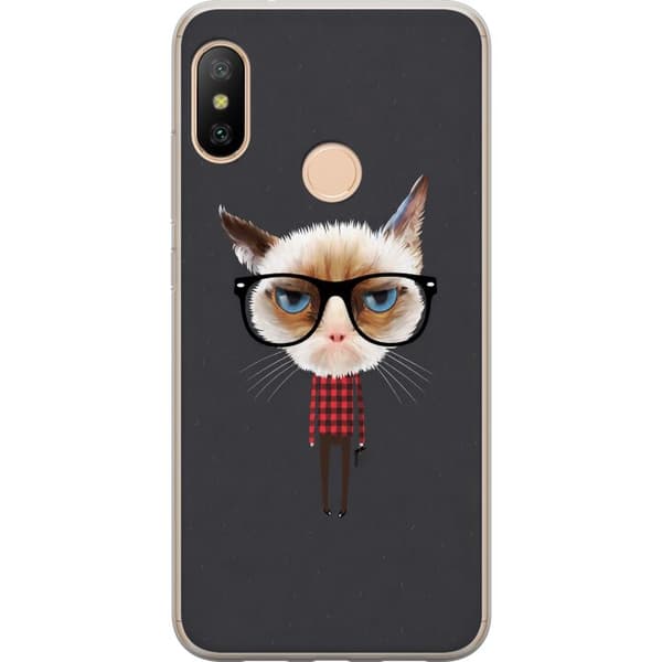 Kompatibelt Mobildeksel til Xiaomi Redmi 6 Pro Grå kattgrafikk grå