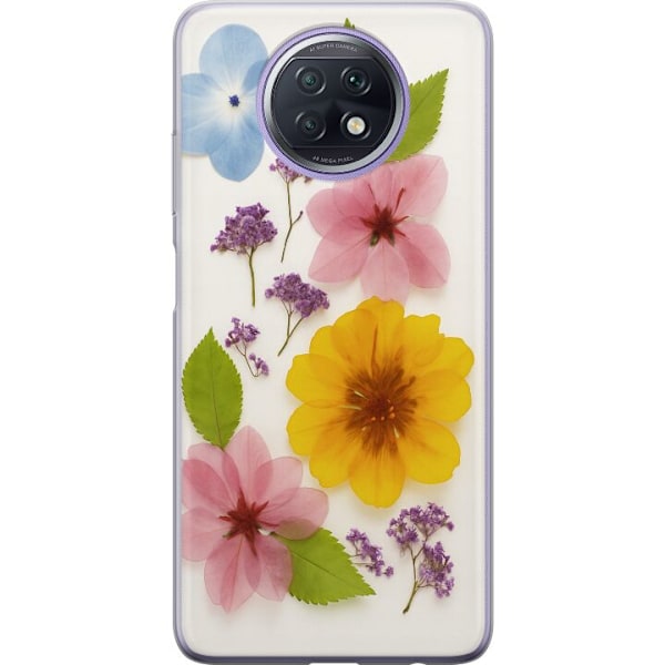 Xiaomi Redmi Note 9T Genomskinligt Skal Pressade blommor