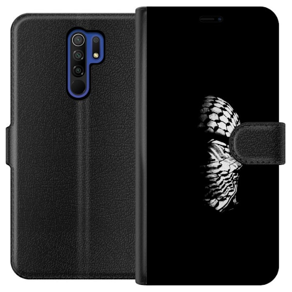 Xiaomi Redmi 9 Tegnebogsetui Keffiyeh-mønster - klassisk sort