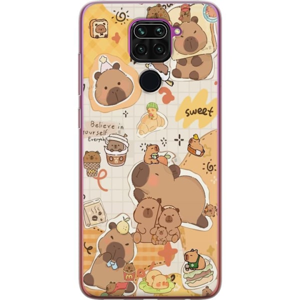 Xiaomi Redmi Note 9 Läpinäkyvä kuori Kawaii capybara mobilskal med gulliga djurmotiv
