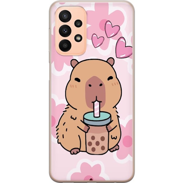 Samsung Galaxy A23 5G Genomskinligt Skal Kawaii Capybara Hjärtan Anime Stil Söt Design Djurmotiv TikTok Populärt Present Tjej