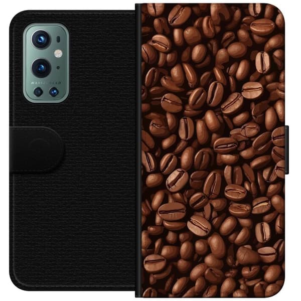 Kompatibelt Plånboksfodral till OnePlus 9 Pro Kaffebönor närbild brun