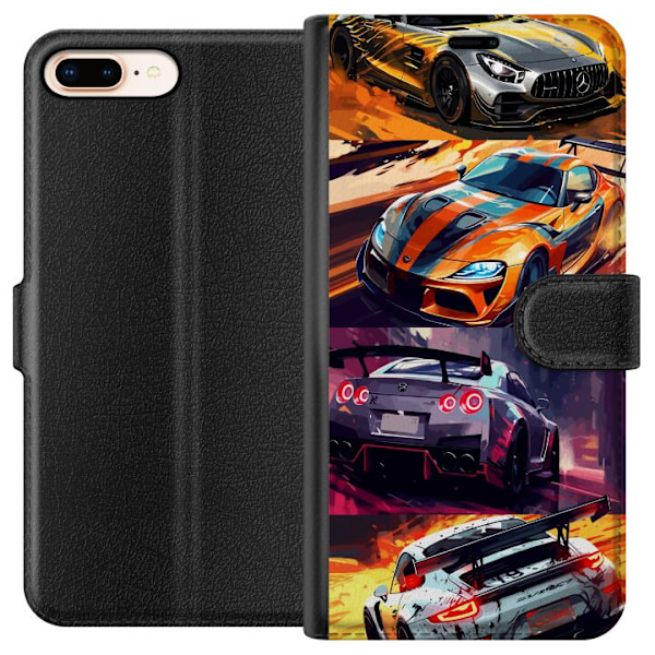 Apple iPhone 7 Plus Plånboksfodral Rally Fever – fartfyllt motiv med rallybilar
