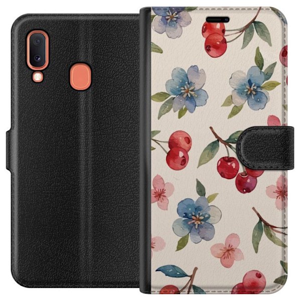 Samsung Galaxy A20e Plånboksfodral Bär & Blommor – mönste