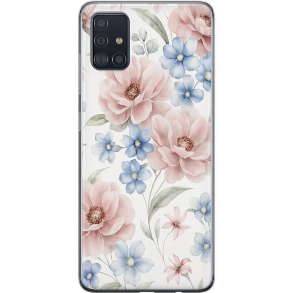 Samsung Galaxy A51 Läpinäkyvä kuori Romanttiset kukat