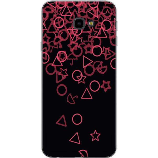 Samsung Galaxy J4+ Genomskinligt Skal Squid Game Ikoner Serie Design Populärt TV Spel Ikoner Grafiskt Motiv Asiatisk Trend Dramaserie