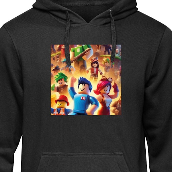 Barn-Hoodie | Mjuk Huvtröja för Barn Roblox svart 7-8 År
