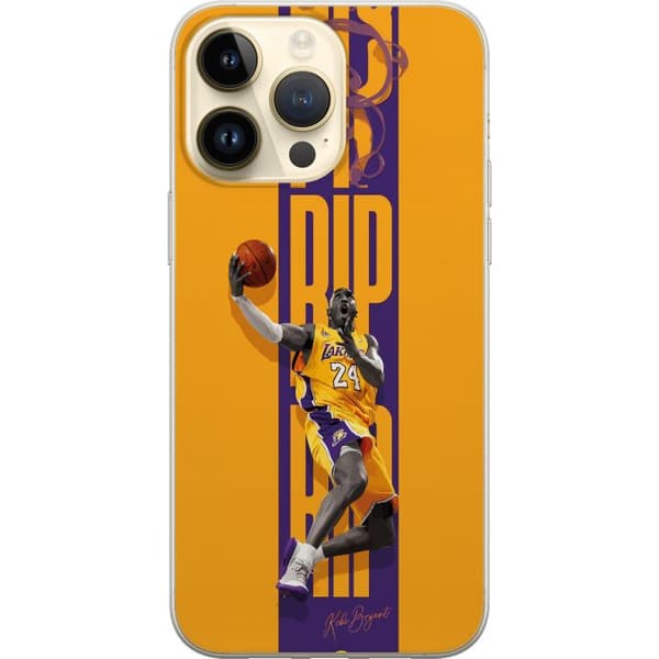 Kompatibelt Mobildeksel til Apple iPhone 15 Pro Max Kobe Bryant i Lakers-drakt under kraftfull dunk gul