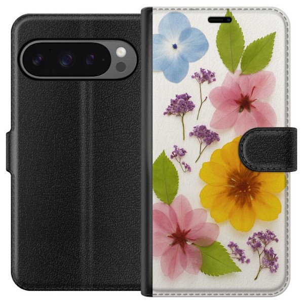 Google Pixel 9 Pro XL Plånboksfodral Pressade blommor