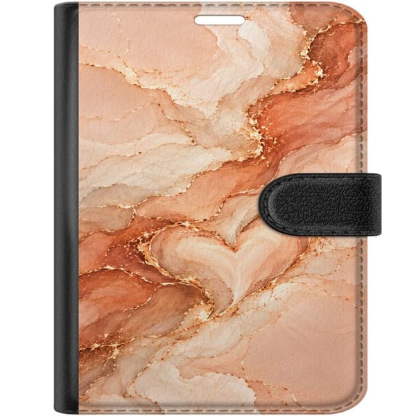 Kompatibelt Plånboksfodral till Apple iPhone Duo Persikomarmor orange