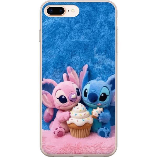 Kompatibel Mobilcover til Apple iPhone 8 Plus Søde blå og lyserøde figurer med stor cupcake og krymmel pink