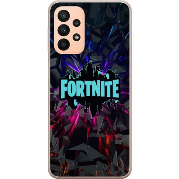 Kompatibelt Mobildeksel til Samsung Galaxy A23 Spillinspirert abstrakt logodesign med eksploderende former, neonlys og dynamisk energi for et moderne